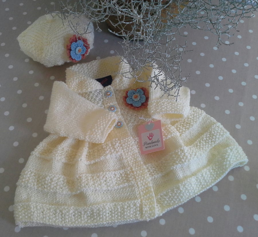 Baby Girl's Jacket & Beret Set 0-6 Months Size