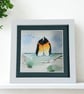 Penguin Coastal Art, Handmade 3D Watercolour Picture, One-of-a-Kind Beach Gift - Image 1