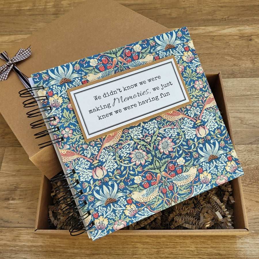 Handmade memory scrapbook album in William Morr... - Folksy