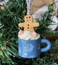 Hanging decoration tiny gingerbread man in a mug - Image 1