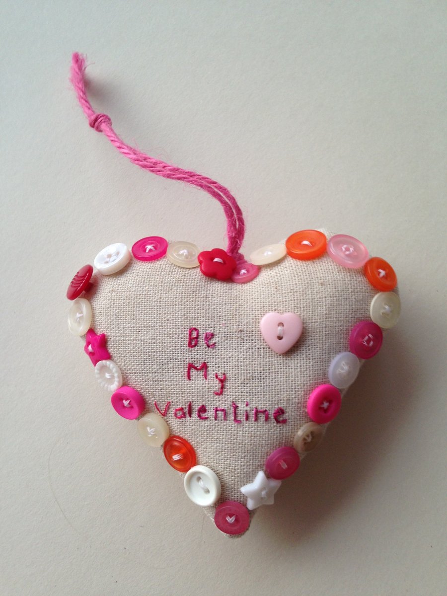 Valentine's button linen heart