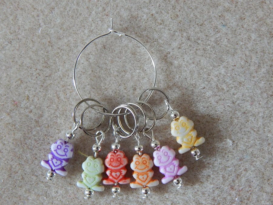 Knitting Stitch Markers Frogs Set of 6