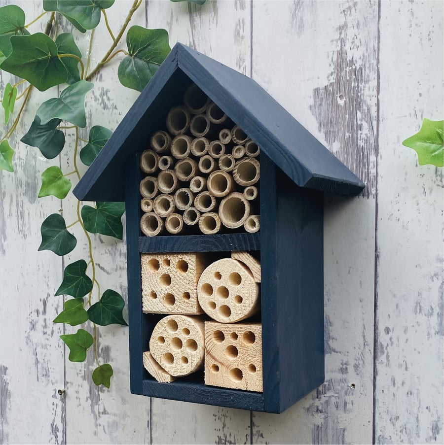 Solitary Bee House, Ladybird House, Bee Hotel in 'Urban Slate'. Two Tier