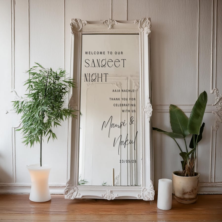 Sangeet Night Welcome Sticker - Modern: Personalised Indian Wedding