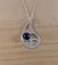 Sterling Silver Lapis Lazuli Pierced Teardrop Necklace (SKU201025D)