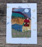 Textile landscape.  Upcycled fabric hand stitched picture  - Image 2