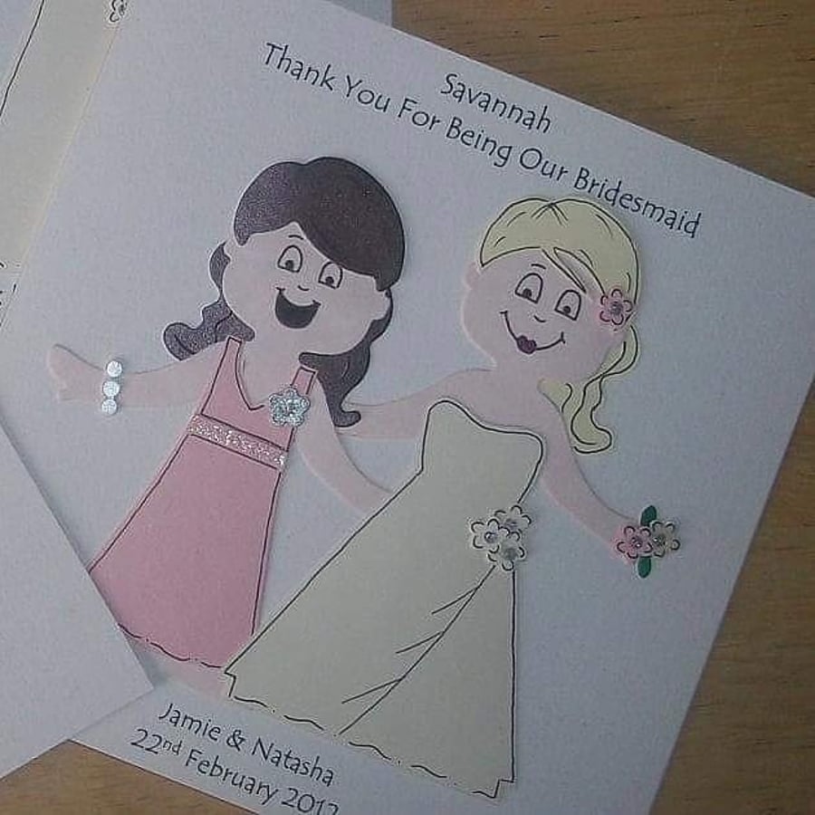 Bridesmaid, Bestman, Flower Girl Thank You Cards