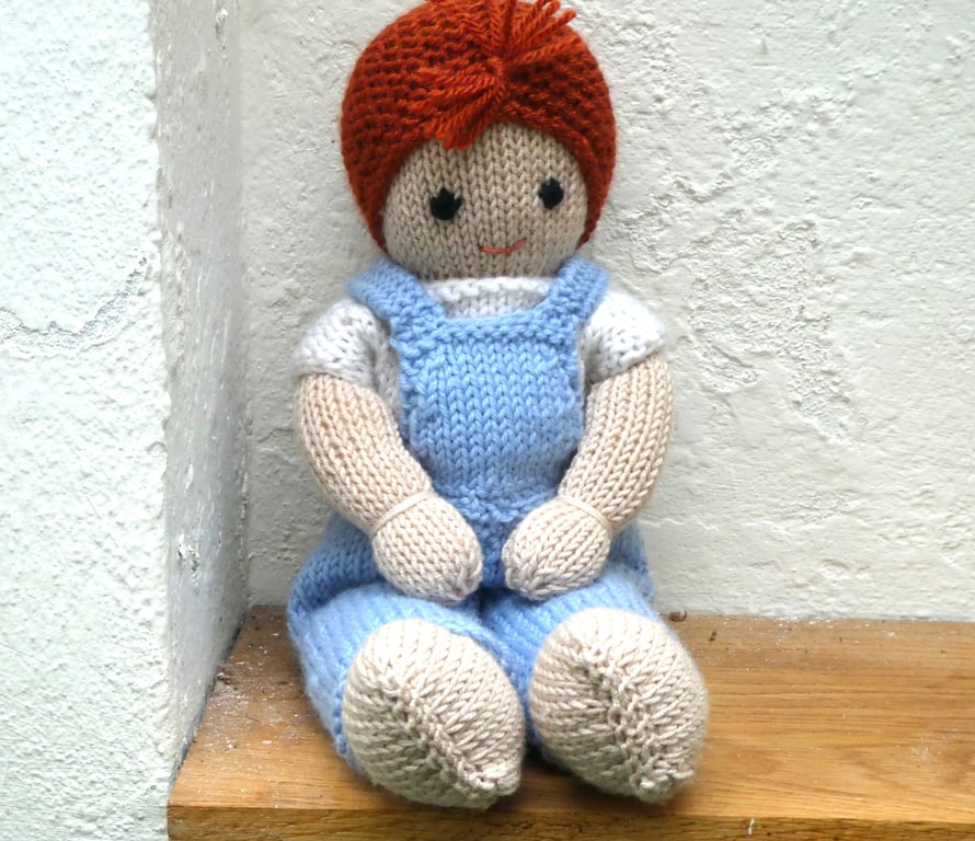 Red Hair Hand  Knitted Boy Doll