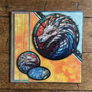 Dragon Stained Glass Style Card – "I Believe in You" Fantasy Greeting Card