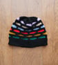 Knitted handmade black and multicoloured hat - unisex - Image 1