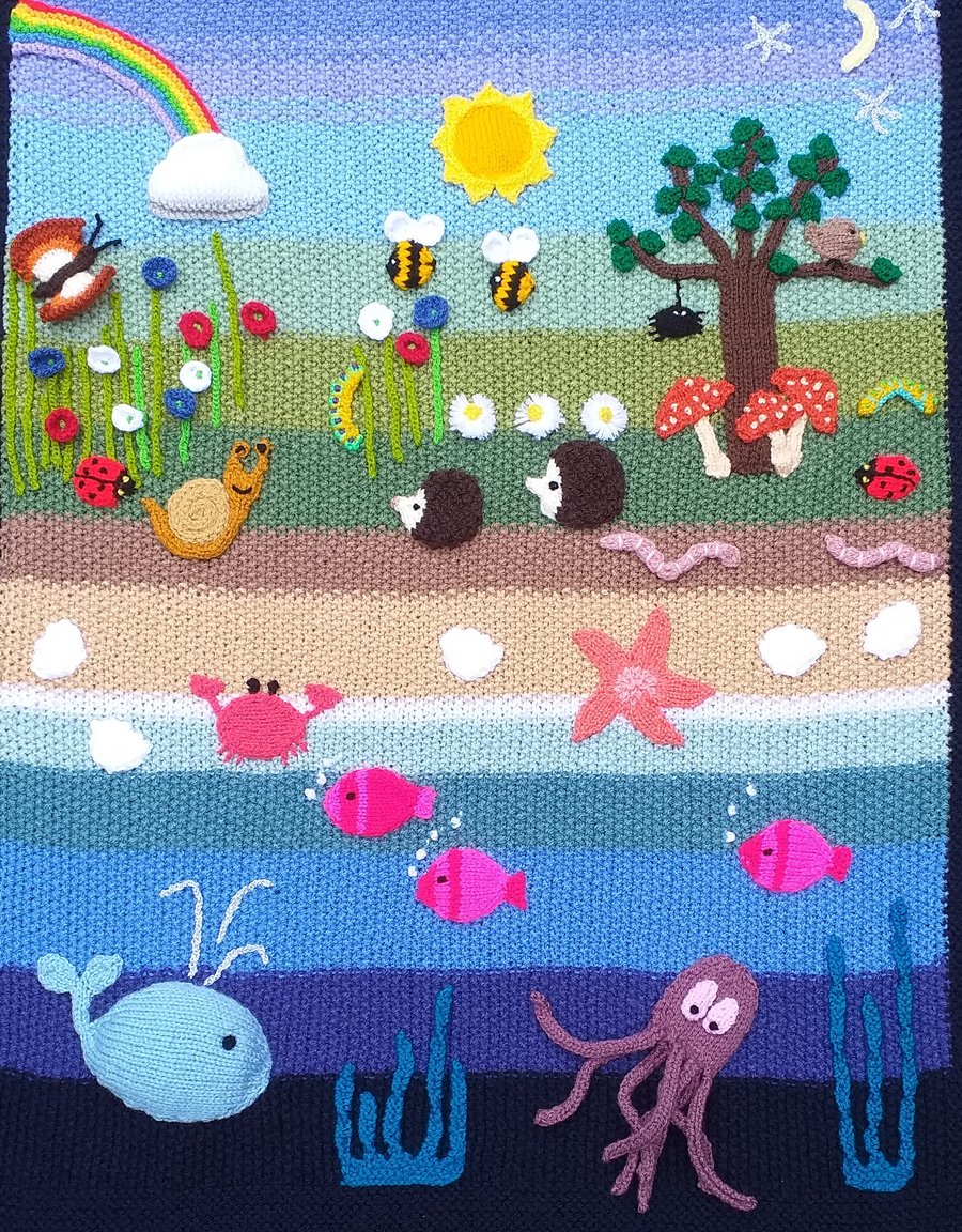 Knitting pattern - OUR WONDERFUL WORLD baby blanket
