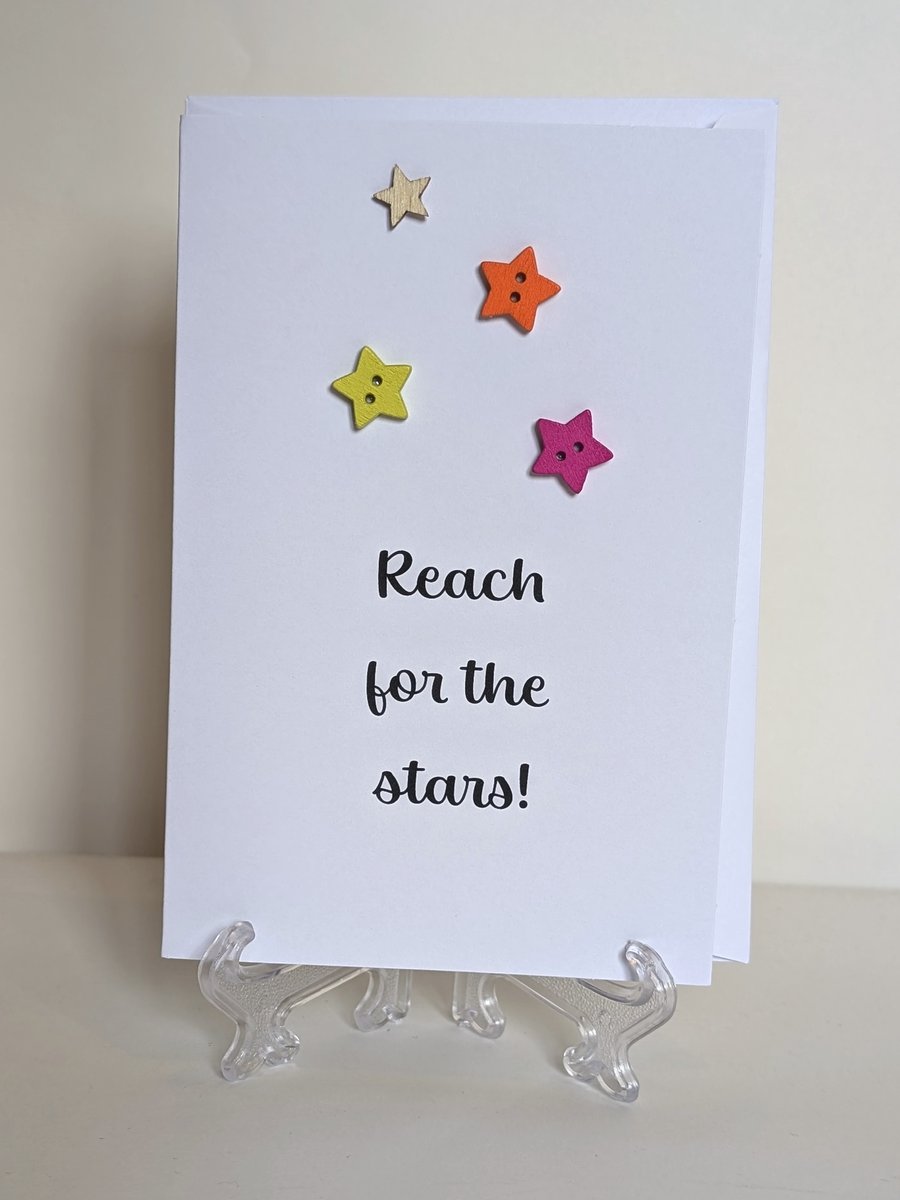 Reach for the stars button greetings card 