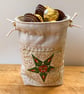 Double Sided Fabric Christmas Gift Bag – Star and Bow Bauble Motif  - Image 7
