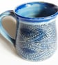 Blue Patterned Glazed Mug - Hand Thrown Stoneware Ceramic Mug  - Image 2