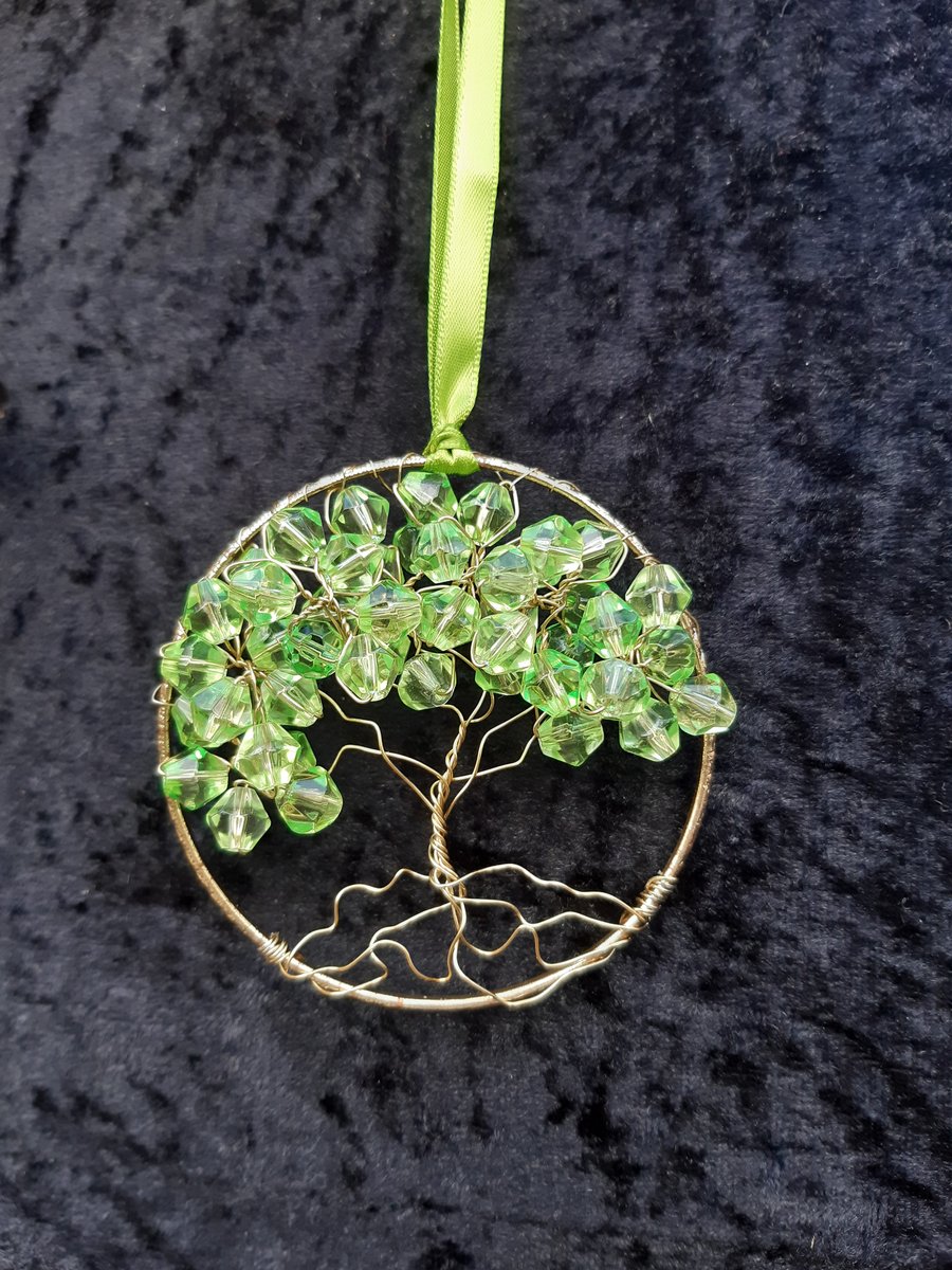  Glass beads  tree of life bangle hangers on a ribbon 