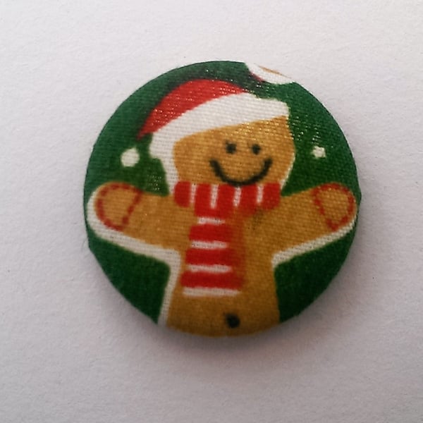  Christmas Gingerbread Man Fabric Badge (Green)