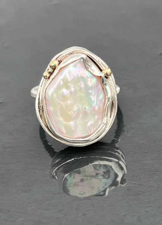 Freshwater Pearl Ring, Pearl Ring, art deco ring, anniversary gift, gift, 