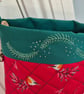 Robins Quilted Christmas Stocking with Embroidered Cuff - Image 3