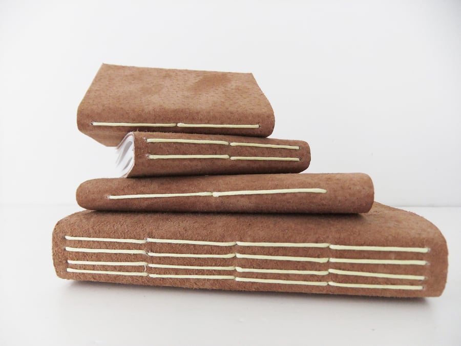 Set of 4 handmade suede leather journals 