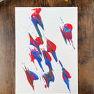 White Flock A4 Giclee Digital Art Print