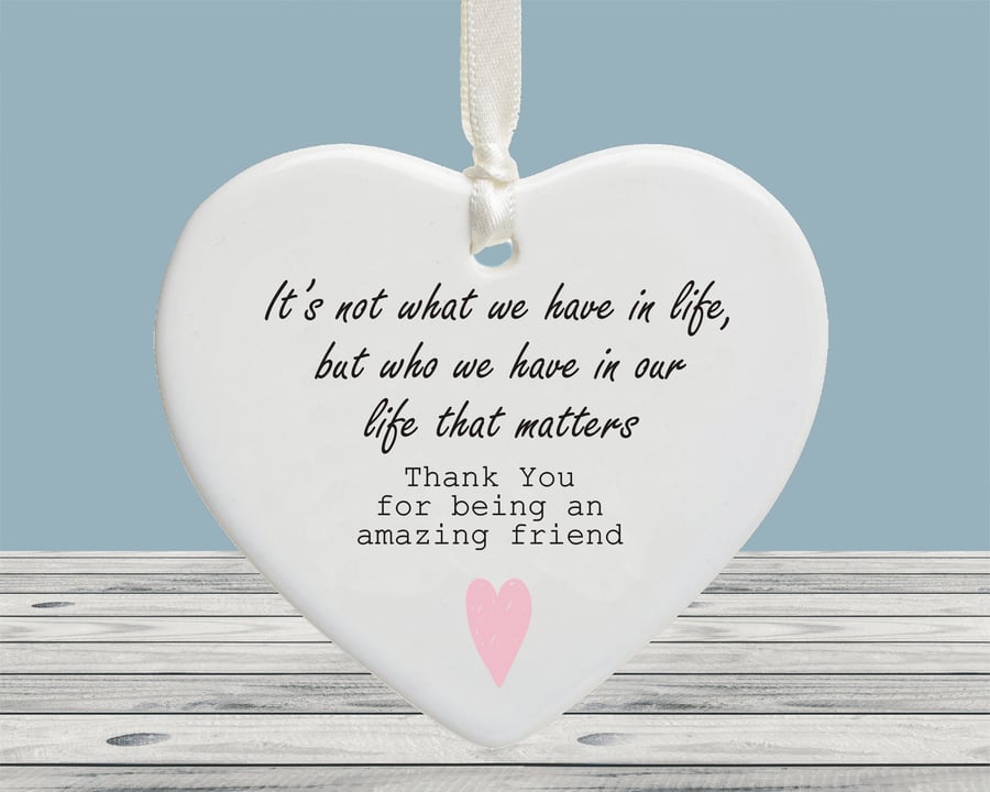 Thank You For Being An Amazing Friend Ceramic Keepsake Heart - Appreciation Gift