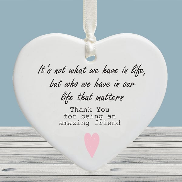 Thank You For Being An Amazing Friend Ceramic Keepsake Heart - Appreciation Gift