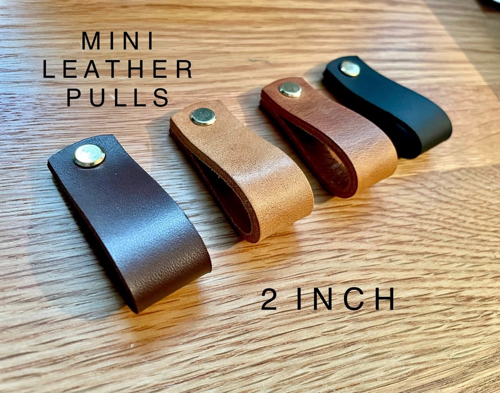 Mini Thick Leather drawer handles leather cabinet pulls Leather knob leather loo