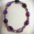 Purple Agate and Bronze Bracelet