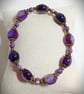 Purple Agate and Bronze Bracelet