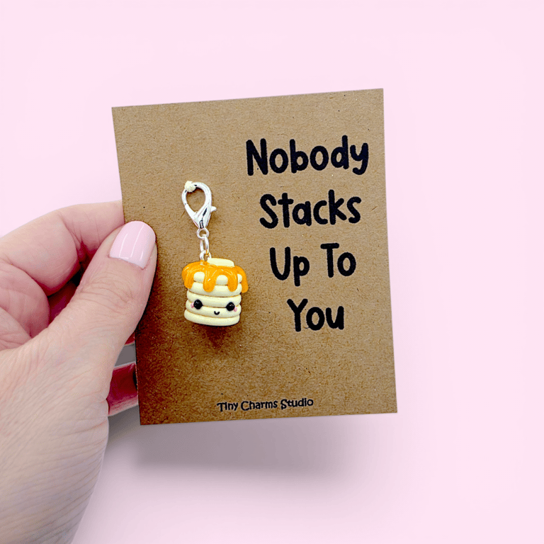 Kawaii Pancake Polymer Clay Keychain - Nobody Stacks Up To You - Handmade Gift