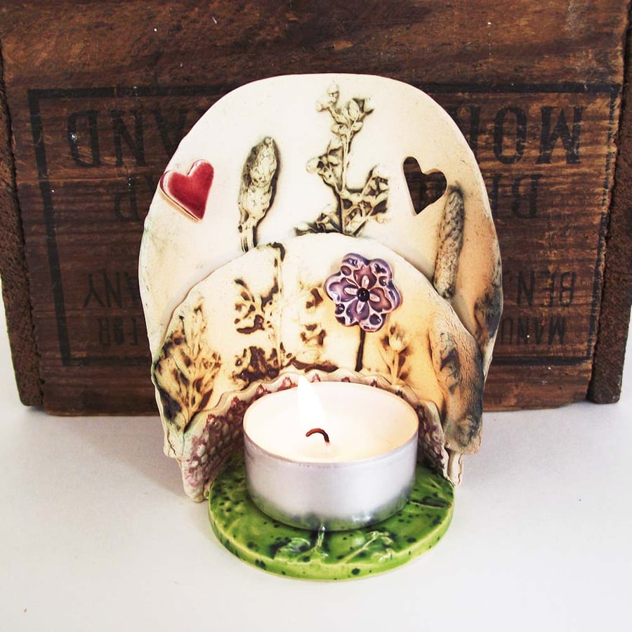 Sale Special offer Ceramic natural flower tealight holder Pottery 