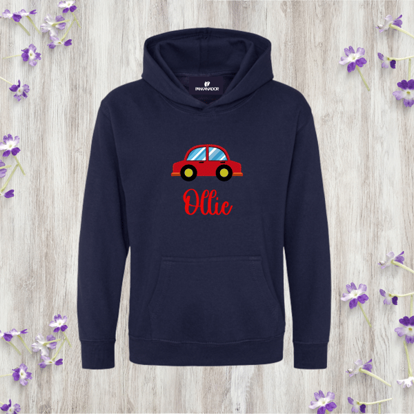 Personalised Car Hoodie For Children – Cute Vehicle Jumper With Name