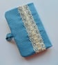 SOLD Sewing needle case reclaimed embroidery and blue patchwork - Image 4