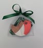Clay robin Christmas tree decoration,  garden bird Christmas decor  - Image 8