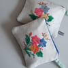 Vintage applique fabric makeup bag, coin purse or keepsake pouch.