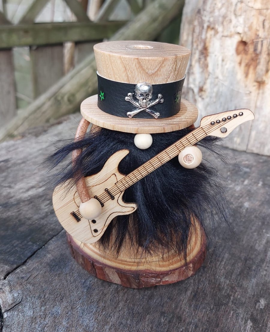 Artisan Handcrafted Wood turned Rock Guitarist Gonk Incense Burner Black Beard