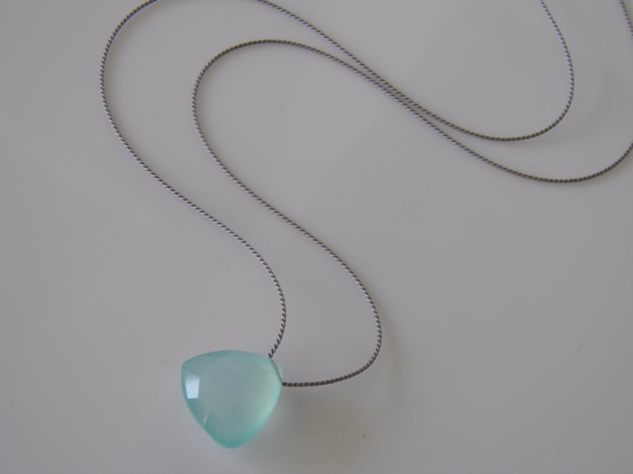 Aqua Blue Chalcedony Necklace