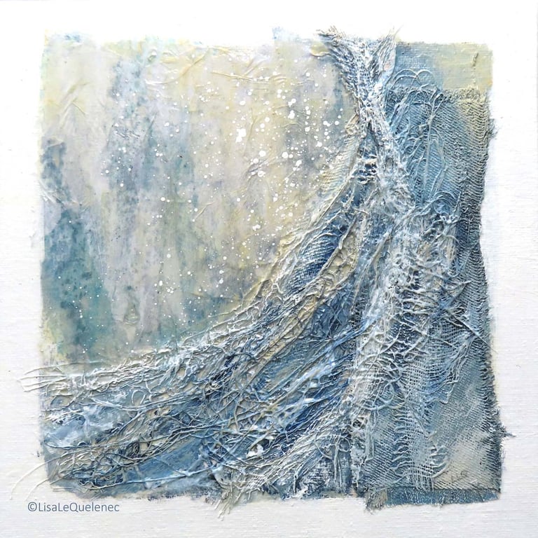 Original mixed media abstract ocean wave  water inspired coastal tidal theme 