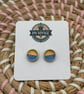 Ukraine Flag Stud Earrings - Handmade Jewellery - 1cm diameter
