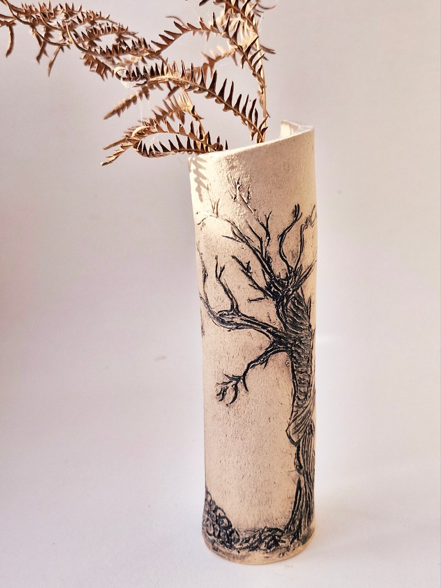 Tall slim vase Tree landscape 
