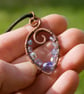 Copper Wire Wrapped Pendant & Earrings Set with Pale Blue AB Beads - Image 7