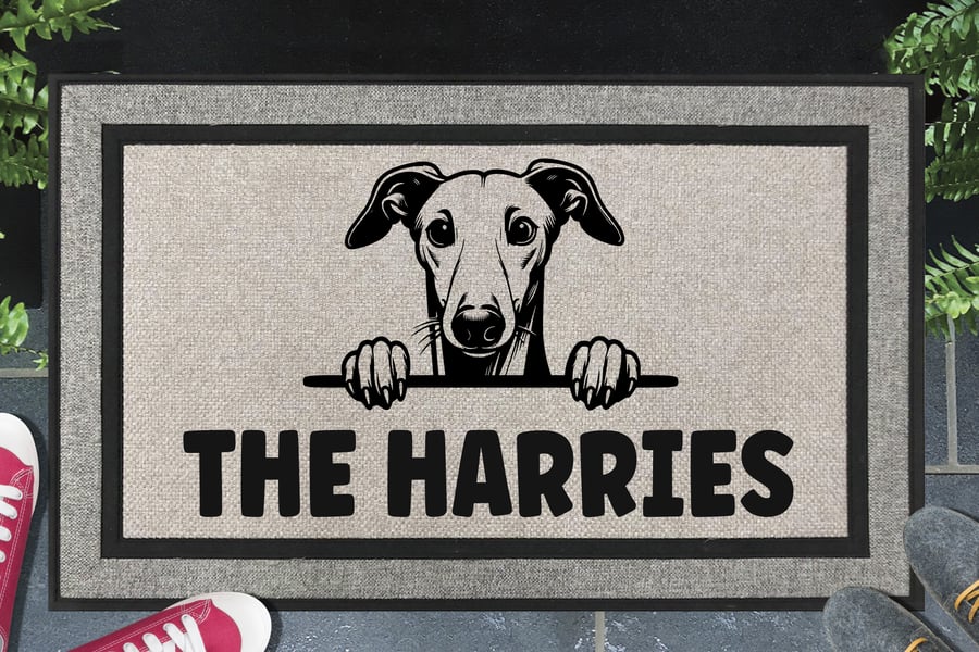 Whippet Dog Door Mat No.1 - Personalised Whippet All Weather Doormat - 45x70cm 