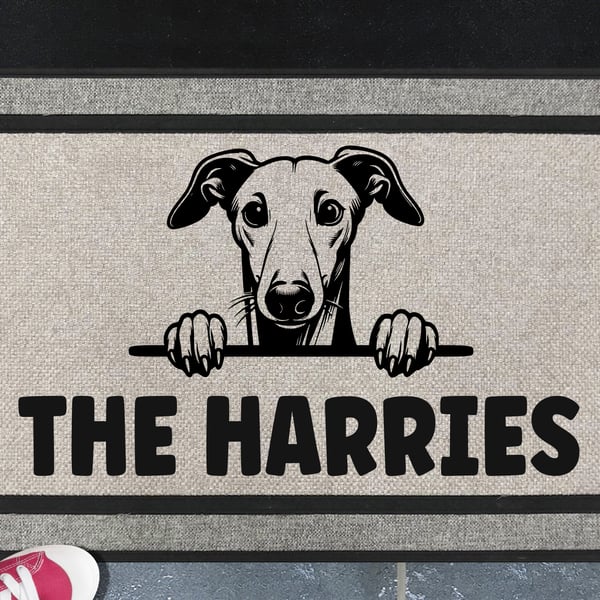 Whippet Dog Door Mat No.1 - Personalised Whippet All Weather Doormat - 45x70cm 