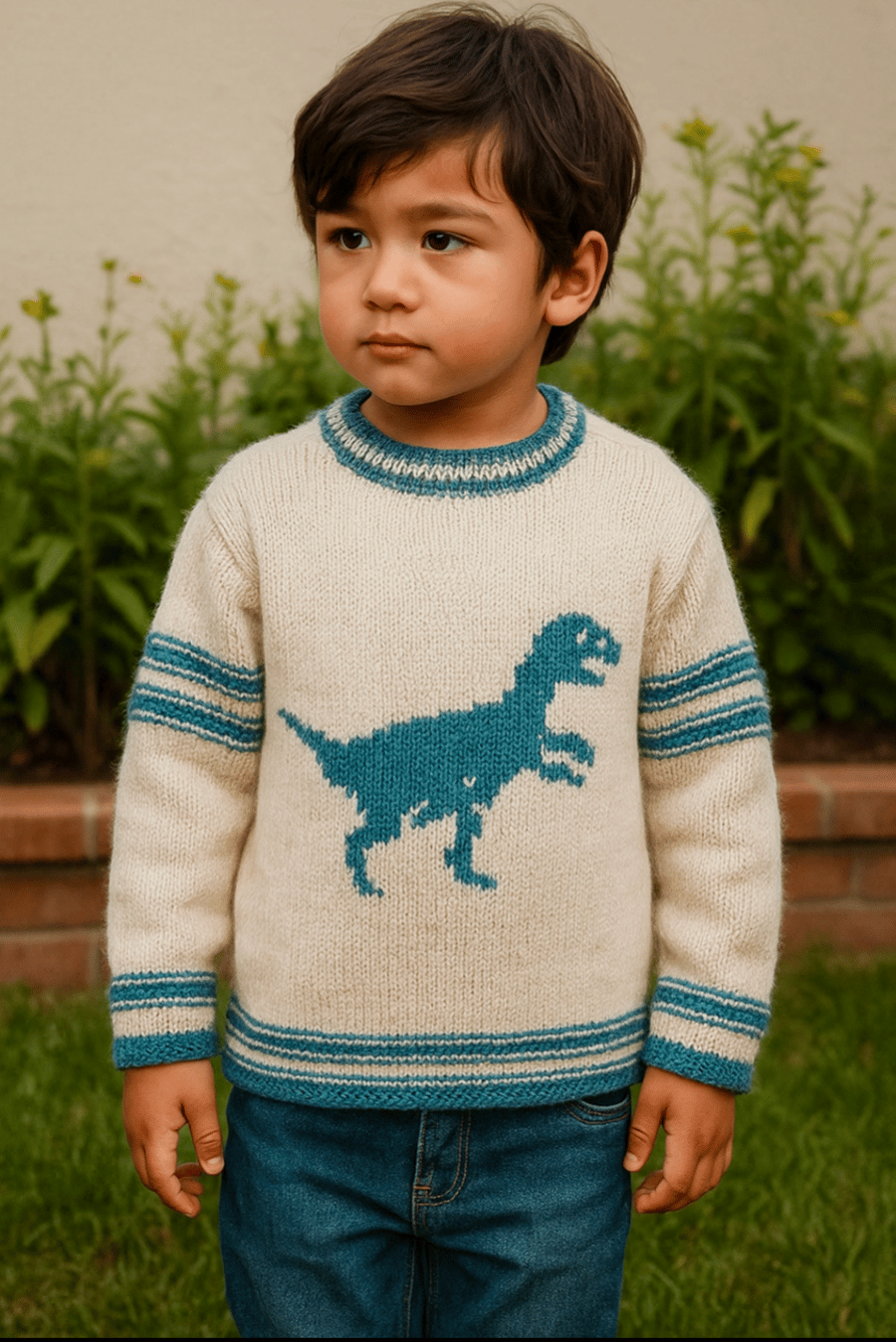 Knitting Pattern for a Velociraptor on a Sweater.  Digital Pattern