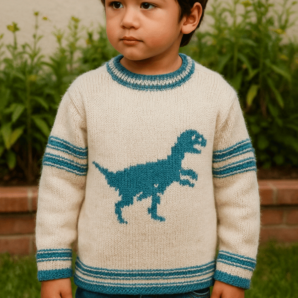 Knitting Pattern for a Velociraptor on a Sweater.  Digital Pattern