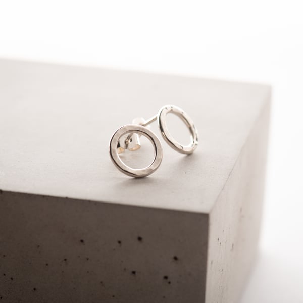 Small Hammered Sterling Silver Circle Studs
