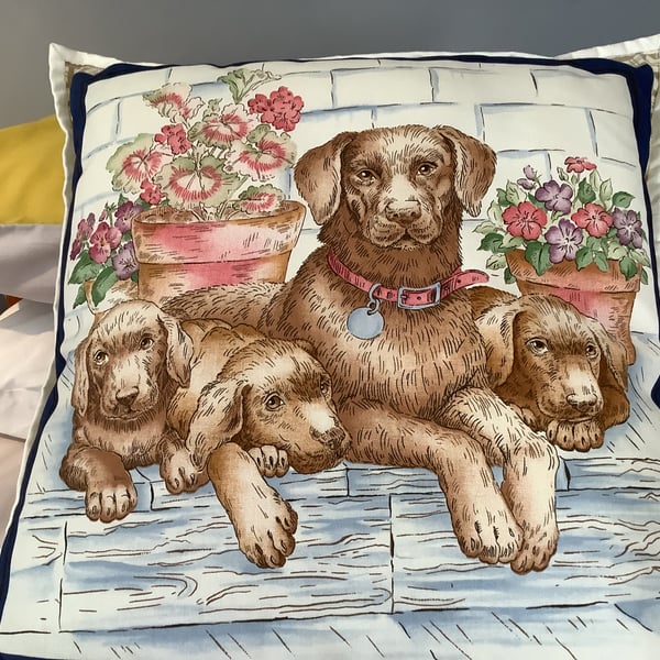 Cushion Square scatter cushion featuring a sweet dog family.