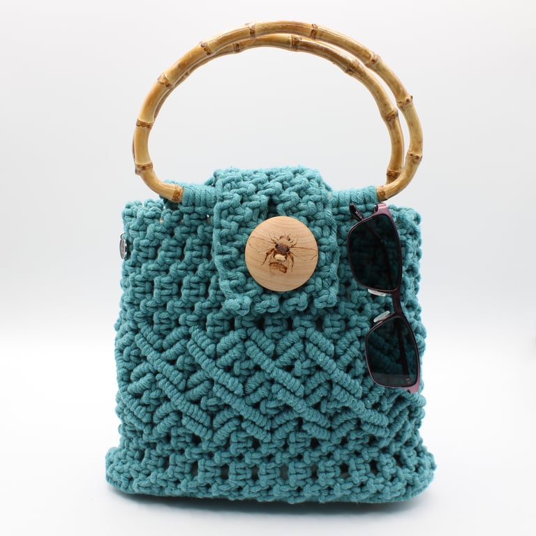 Blue macramé handbag, Bag