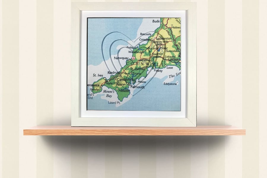 Handmade and Handcut Three Dimensional Map of Cornwall