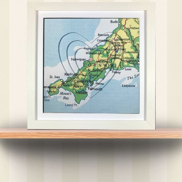 Handmade and Handcut Three Dimensional Map of Cornwall